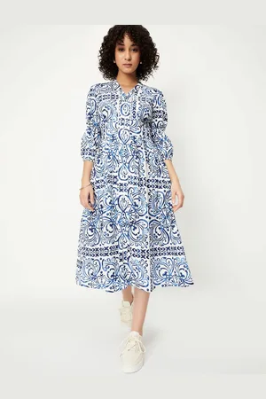 Max Collection Women Ethnic Motifs Printed Pure Cotton A-Line Midi Dress