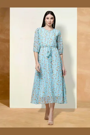 BAESD Women Floral Printed Applique Fit & Flare Midi Dress