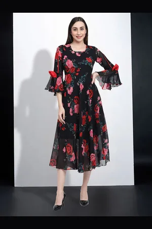 MISS AYSE Women Floral Printed Fit & Flare Dress