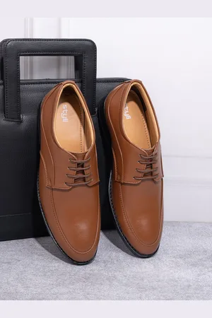 Styli Men Faux Leather Tan Lace up Formal Shoes