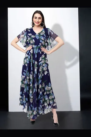 MISS AYSE Women Floral Printed Cotton Applique Fit & Flare Dress