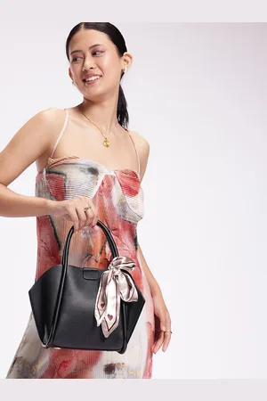 DressBerry Textured Structured Handheld Bag With Pouch & Scarf