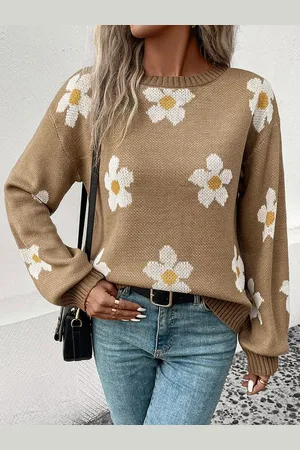 DressBerry Women Floral Longline Pullover Sweaters