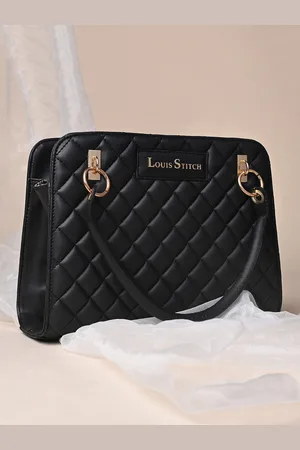 LOUIS STITCH Women Black Satchel Handbags Purse