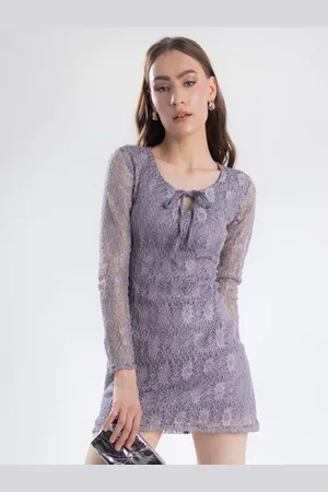 DressBerry Print Tie-Up Neck Bodycon Mini Dress
