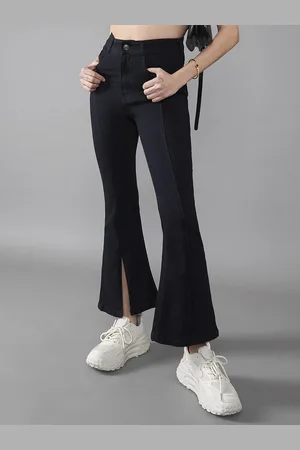 DOLCE CRUDO Women Slitted Bootcut High-Rise Stretchable Jeans