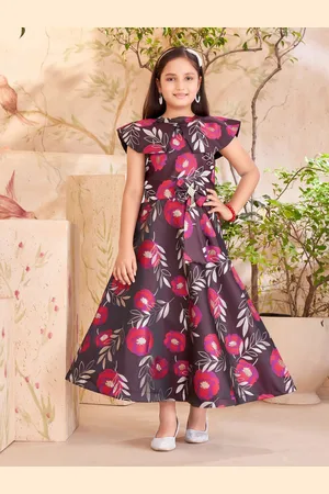 Sangria Girls Floral Printed Gown