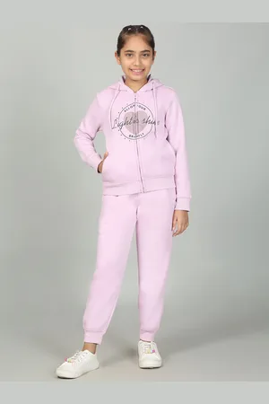 CANTABIL Girls Typography Hooded Printed Sweatshirt With Joggers