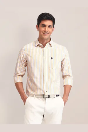 U.S. Polo Assn. Men Classic Vertical Striped Cotton Tailored Fit Casual Shirt