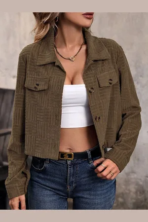 DressBerry Women Spread Collar Boxy Crop Shirt