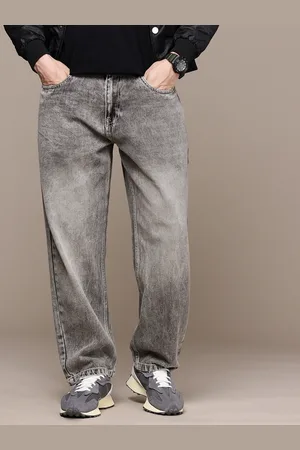 WROGN Men Pure Cotton Relaxed Loose Fit Heavy Fade Jeans