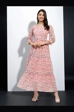 MISS AYSE Women Floral Printed Cotton Fit & Flare Dress