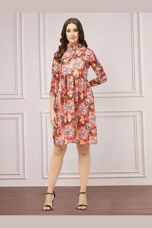 MISS AYSE Women Floral Printed Cotton Fit & Flare Above Knee Dress