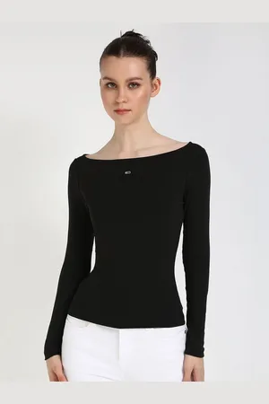 Tommy Hilfiger Women Boat Neck Long Sleeves Fitted Top