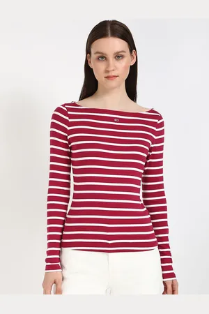 Tommy Hilfiger Boat Neck Striped Cotton Top