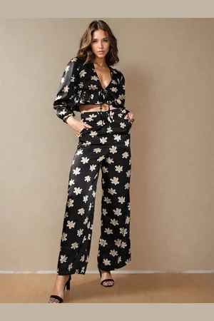 DressBerry Floral Printed V-Neck Top & Trouser