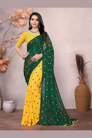 Moda Rapido Women Polka Dots Saree With Blouse Piece