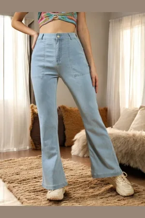 DOLCE CRUDO Women Ami Spark Bootcut High-Rise Stretchable Jeans
