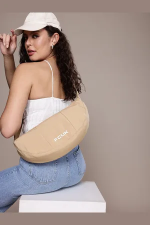 French Connection Brand Logo Printed Structured Shoulder Bag