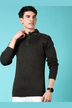 V-Mart Men Cotton Ribbed Mock Collar Pullover