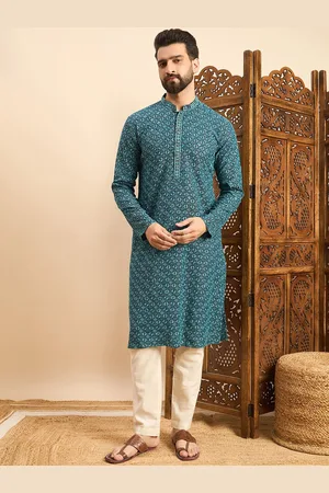SWAGG INDIA Ethnic Motifs Printed Band Collar Straight Kurta