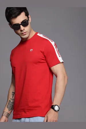 DUCATI Pure Cotton Brand Logo Printed Sleeve Stripes T-shirt