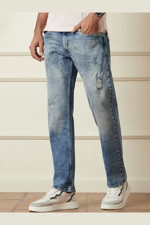 WROGN Men Comfort Relaxed Fit Mildly Distressed Heavy Fade Cotton Jeans