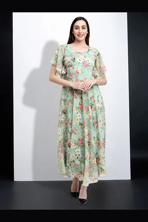 MISS AYSE Women Floral Print Applique Fit & Flare Dress