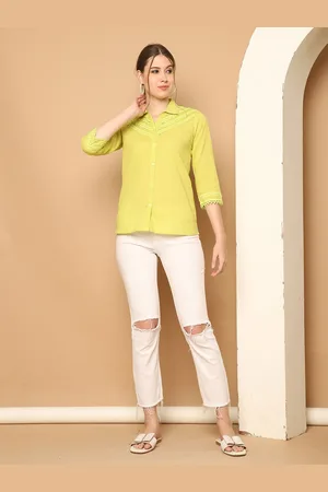 Rajnandini Floral Print Mandarin Collar Ethnic Cotton Top