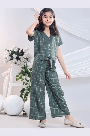 BAESD Girls Checked Shirt Collar Shirt With Trouser