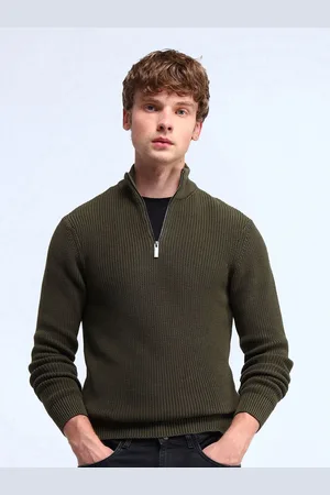 Flying Machine Men Cable Knit Cotton Pullover
