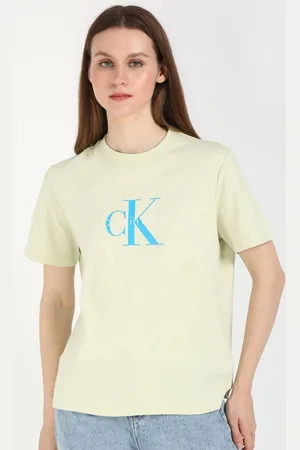 Calvin Klein Women Typography Printed Round Neck Cotton T-shirt