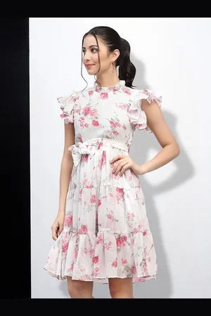 MISS AYSE Women Floral Printed Cotton Fit & Flare Knee Length Dress