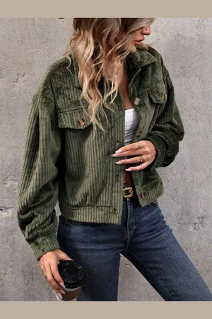 DressBerry Women Cotton Ribbed Denim Jacket