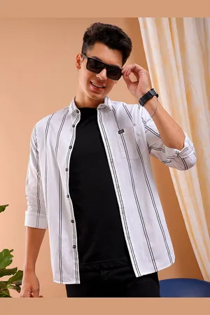 The Indian Garage Co Slim Fit Vertical Striped Cotton Casual Shirt