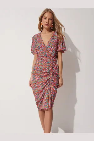Happiness istanbul Women Floral Printed Wrap Dress