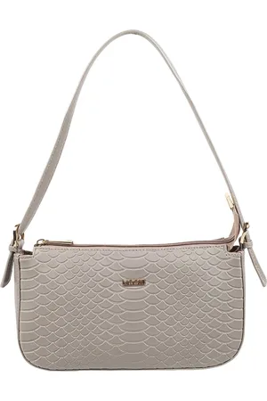 All Things Mochi Women Grey Textured Structured Shoulder Handbag
