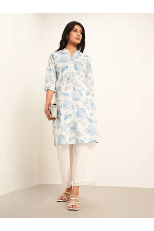 Pantaloons Floral Printed Mandarin Collar A-Line Kurta