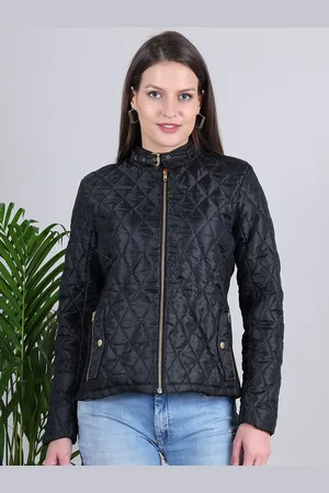Purple State Women Mandarin Collar Solid Casual Quilted Jacket