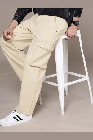 WROGN Men Relaxed Fit Pure Cotton Cargo Jeans