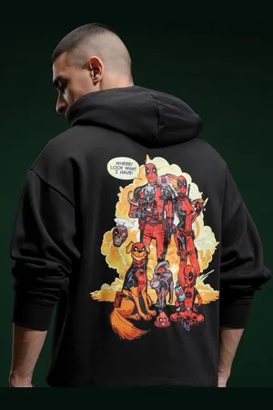 Highlander Marvel Deadpool Men Drop Shoulder Oversized Hooded Sweatshirt