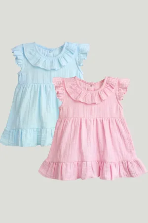 Kidbea Girls Pack Of 2 Flutter Sleeves Pure Linen Dress