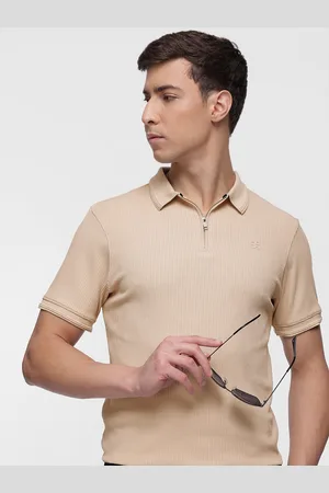 French Connection Self-Design Textured Polo Collar T-shirt