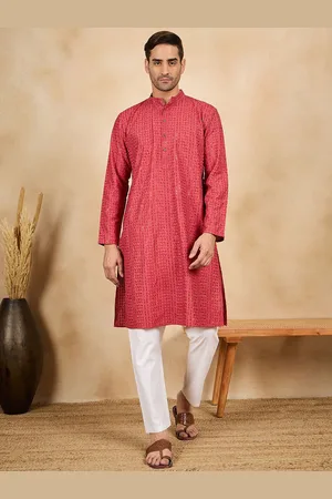 SWAGG INDIA Mandarin Collar Floral Embellished Straight Kurta