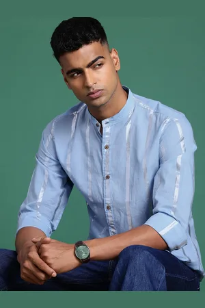 Sangria Pure Cotton Vertical Striped Casual Shirt