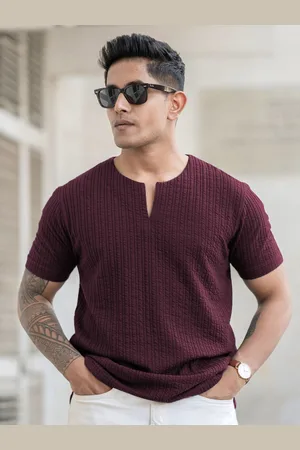 Powerlook Men Regular Fit Self Design Round Neck T-shirt