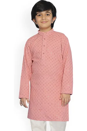 SG Boys Geometric Embroidered Mandarin Collar Sequinned Straight Kurta