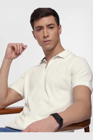 French Connection Self-Design Textured Polo Collar T-shirt