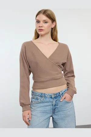 Trendyol Women V-Neck Wrap Crop Top