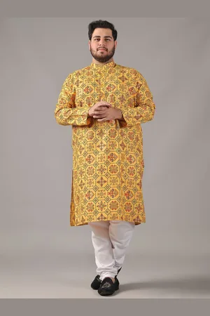SOJANYA Size Ethnic Motifs Printed Band Collar Cotton Linen Straight Kurta
